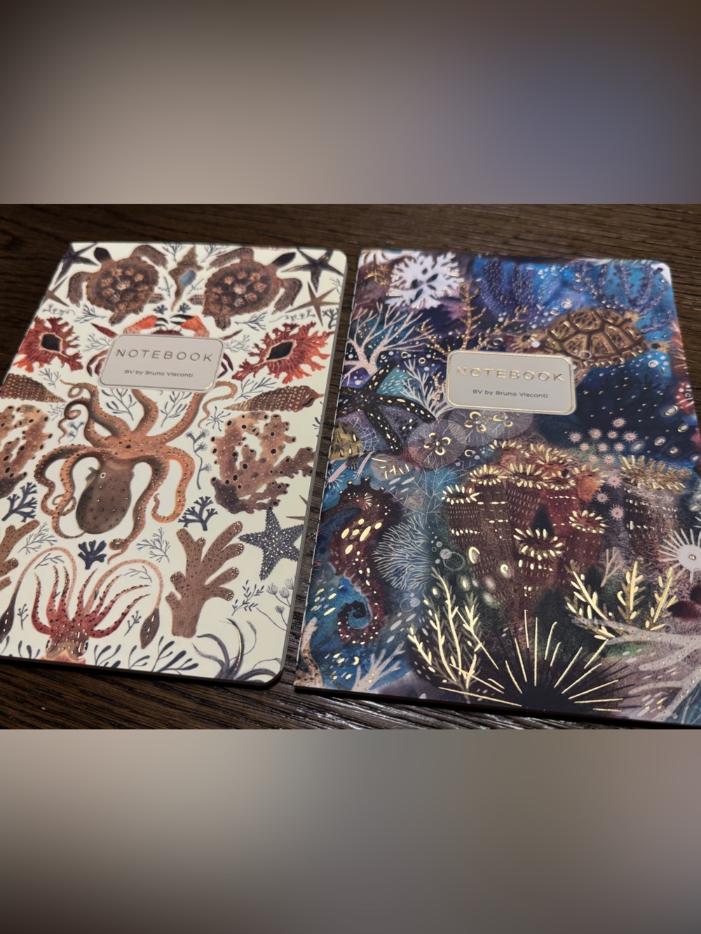 Set of 2 Gorgeous Gold Foil Detailed Soft Touch Notebook Journals - lovely gift!